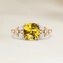 Bague Floral Saphir Jaune Coussin de 1,10ct
