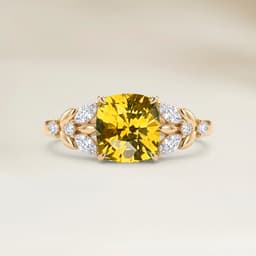 Floral Yellow Sapphire Cushion 1.10ct Ring