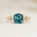 Bague Floral Saphir Teal Coussin de 1,31ct