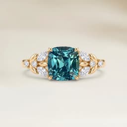 Bague Floral Saphir Teal Coussin de 1,31ct