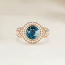 Bague Art Deco Saphir Teal Rond de 2,00ct
