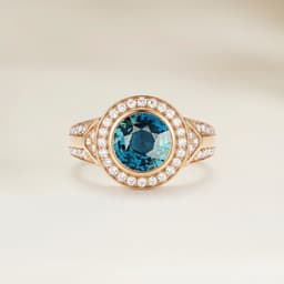 Art Deco Round Teal Sapphire Ring 2.00ct