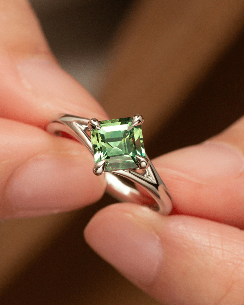 Bague saphir teal 1,81ct Platine