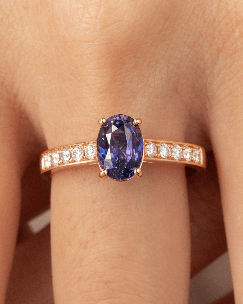 Bague saphir violet 2,53ct Or Rose