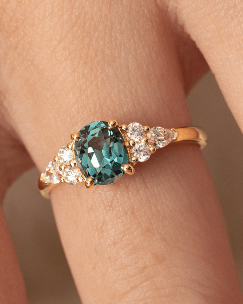 Bague saphir teal 1,17ct Or jaune