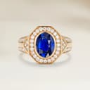 Bague Art Deco Saphir Bleu Ovale de 2,23ct