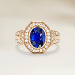 Anello Art Déco con Zaffiro Blu Ovale da 2,23 ct