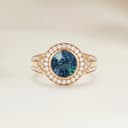 Bague Art Deco Saphir Teal Rond de 1,53ct