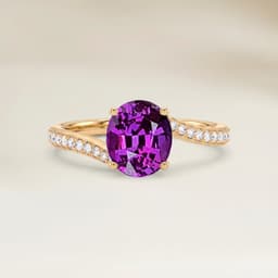 Anello Solitaire con Zaffiro Viola Ovale da 1,60 ct