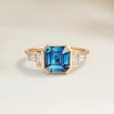 Bague Art Deco Saphir Teal Carré de 1,06ct