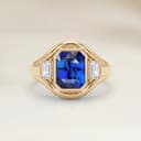 Bague Art Deco Saphir Bleu Radiant de 2,55ct