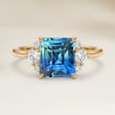Bague Epaulé Saphir Teal Rectangle de 1,12ct
