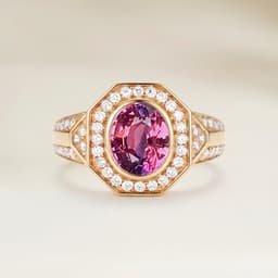 Anello Art Déco con Zaffiro Bicolore Ovale da 1,06 ct