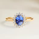 Bague Floral Saphir Bleu Ovale de 2,10ct