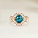 Bague Art Deco Saphir Teal Rond de 2,59ct