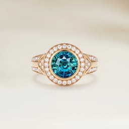 Anillo Art Déco de Zafiro Teal Redondo de 2,59 ct