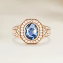 Bague Art Deco Saphir Bicolore Ovale de 2,03ct