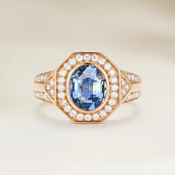 Art-Déco-Ring mit ovalem zweifarbigem Saphir von 2,03 ct