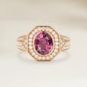 Bague Art Deco Saphir Padparadscha Ovale de 1,02ct