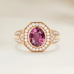 Anello Art Déco con Zaffiro Padparadscha Ovale da 1,02 ct