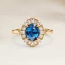Bague Art Deco Saphir Teal Ovale de 1,09ct