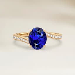 Solitärring mit ovalem blauem Saphir von 1,55 ct