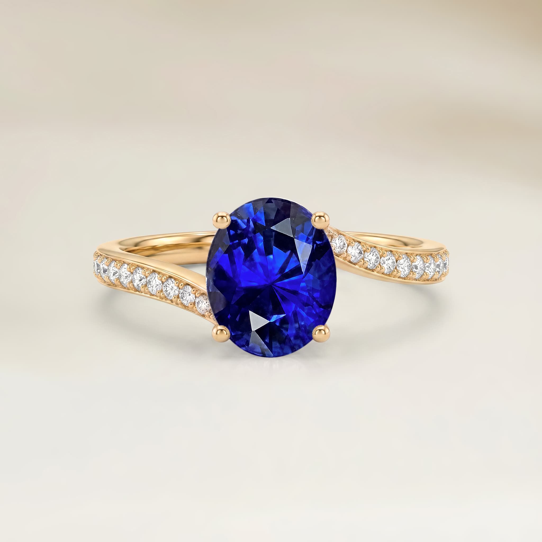 Bague Solitaire Saphir Bleu Ovale de 1,55ct