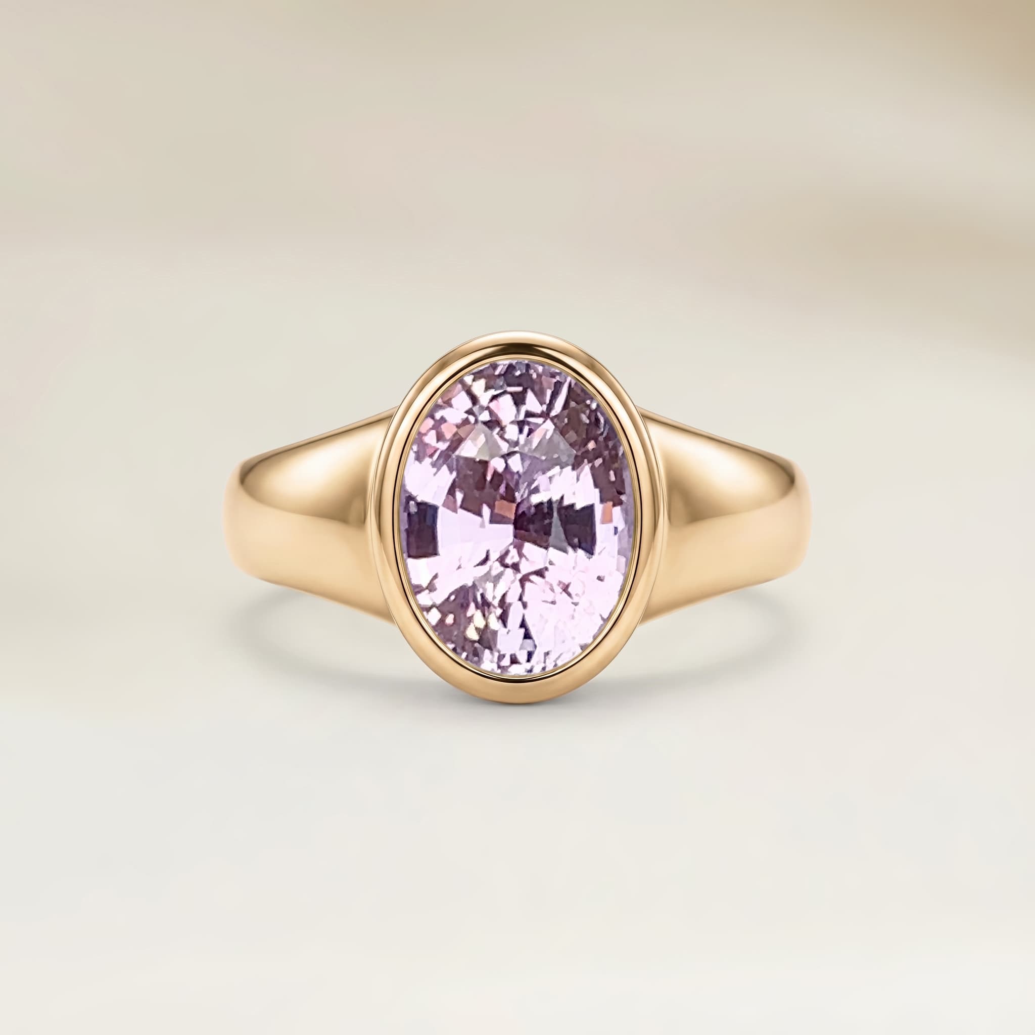 Bague Solitaire Saphir Violet Ovale de 2,61ct