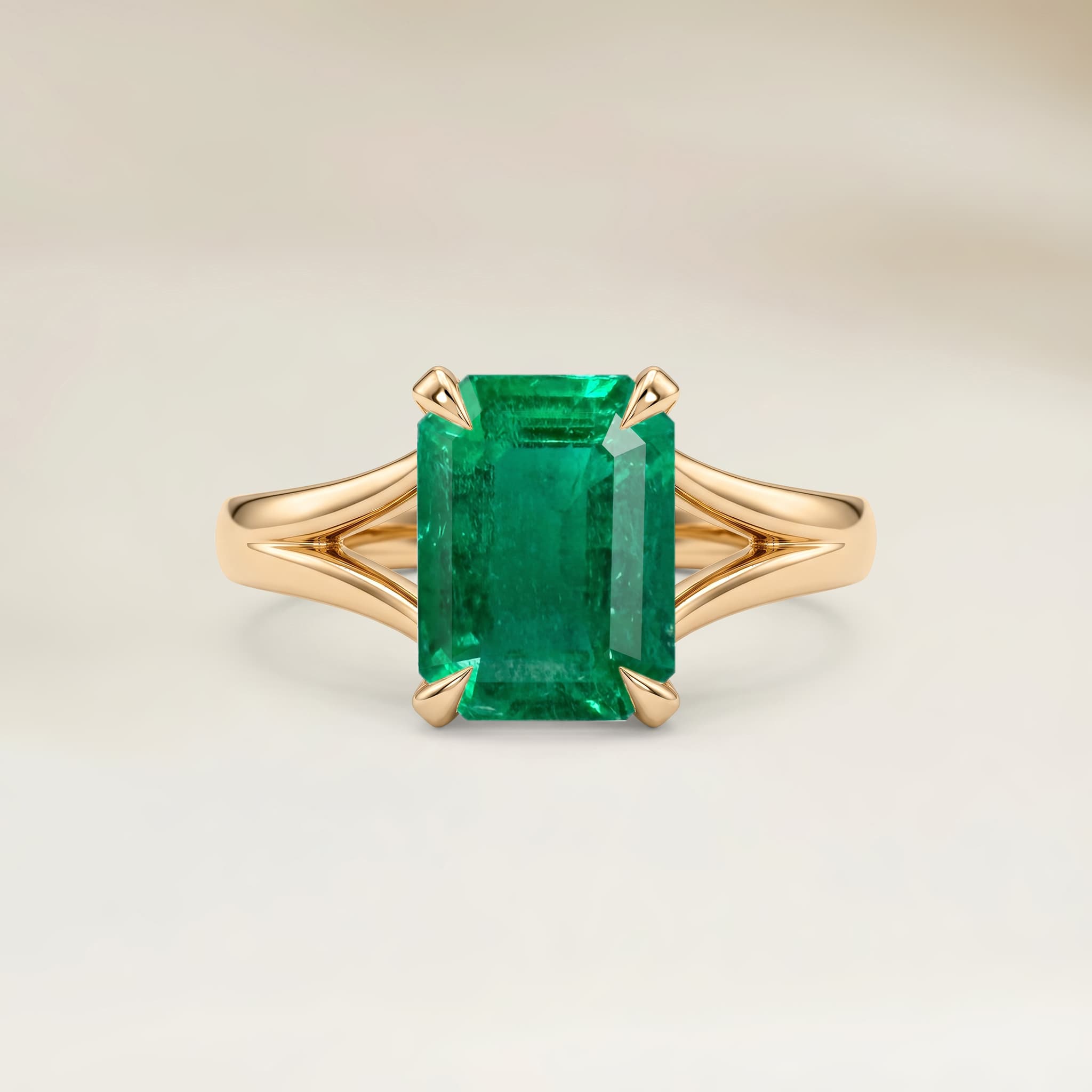Bague Solitaire Emeraude de Zambie Rectangle de 1,67ct