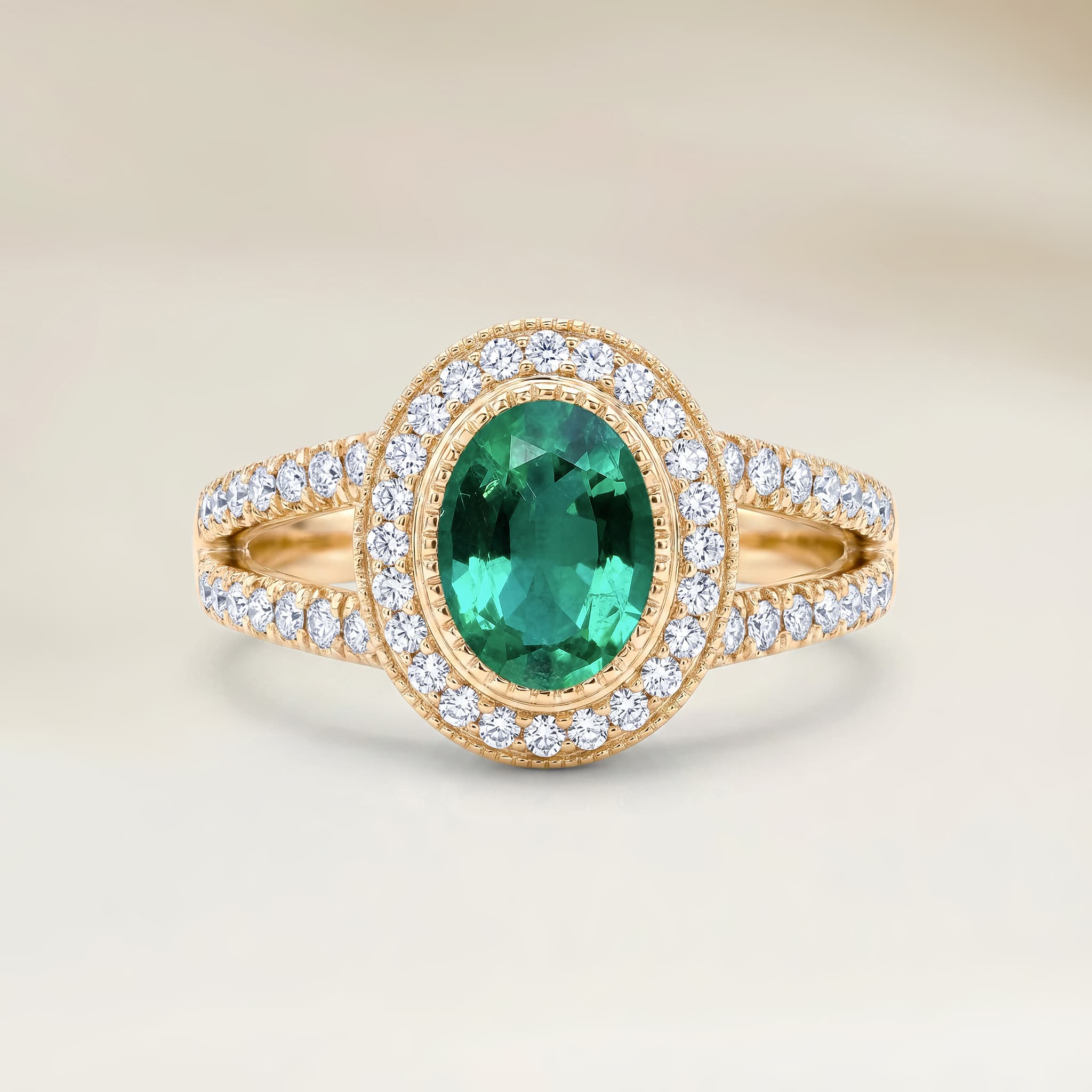 Bague Vintage Emeraude de Zambie Ovale de 1,05ct