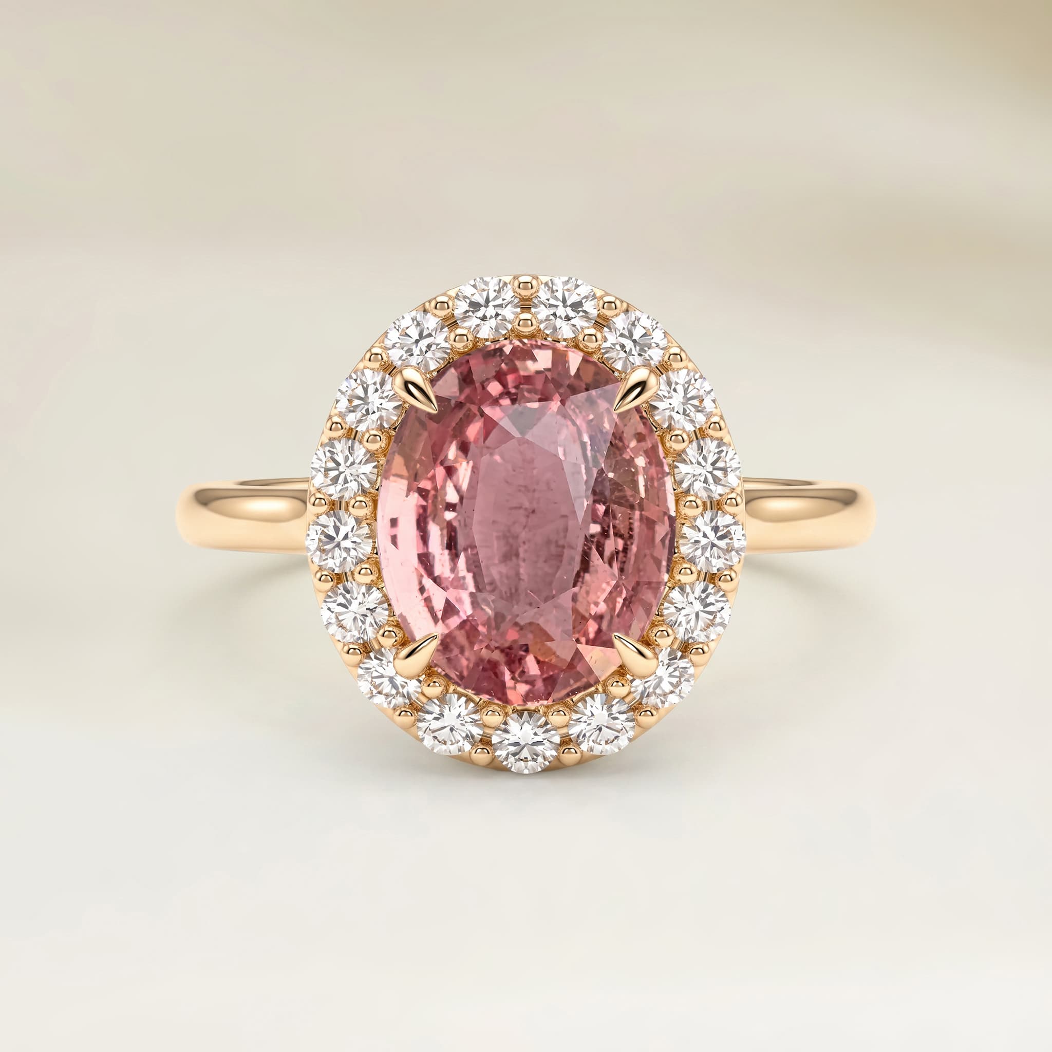 Bague Vintage Saphir Padparadscha Ovale de 2,02ct