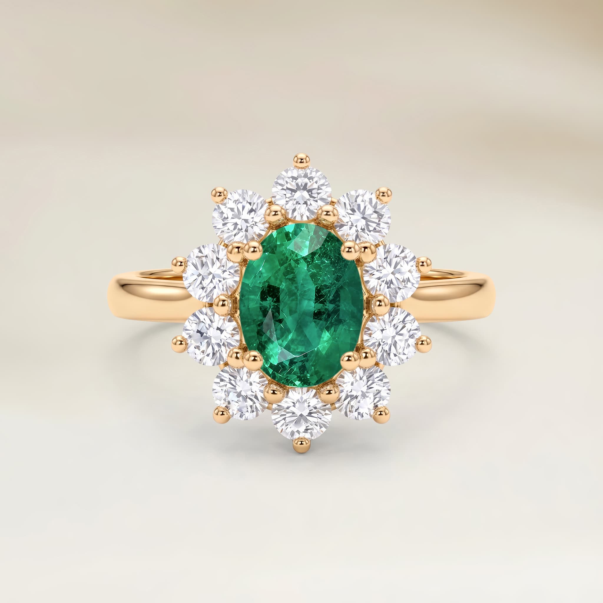 Bague Florale Emeraude de Zambie Ovale de 1,62ct