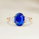 Bague Epaulé Saphir Bleu Ovale de 3,07ct