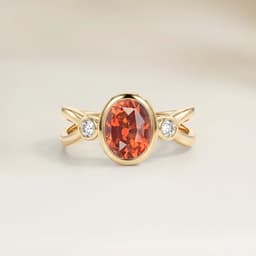Anillo de hombros con zafiro naranja ovalado de 1,60 ct — Tanzania