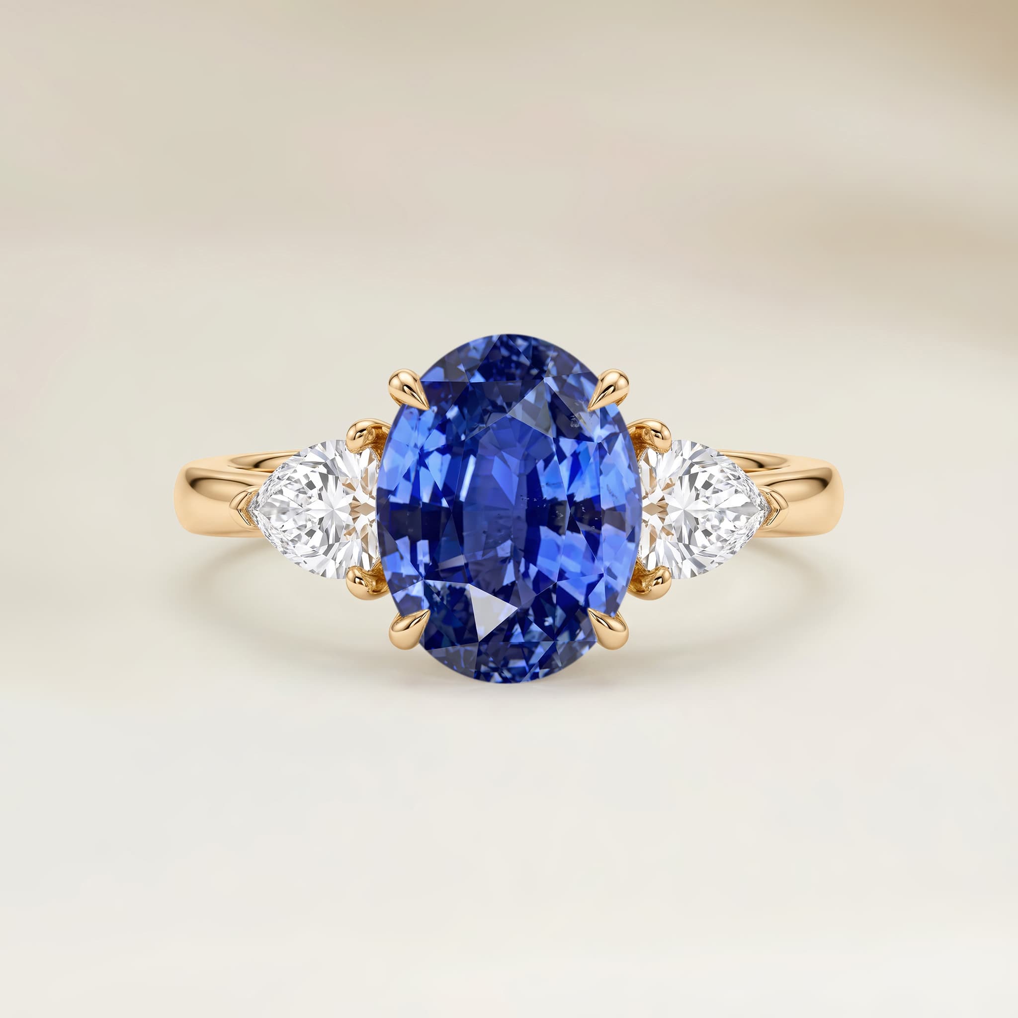 Bague Epaulée Saphir Bleu Ovale de 2,17ct — Sri Lanka image 2