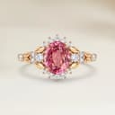 Bague Florale Saphir Padparadscha Ovale de 1,51ct