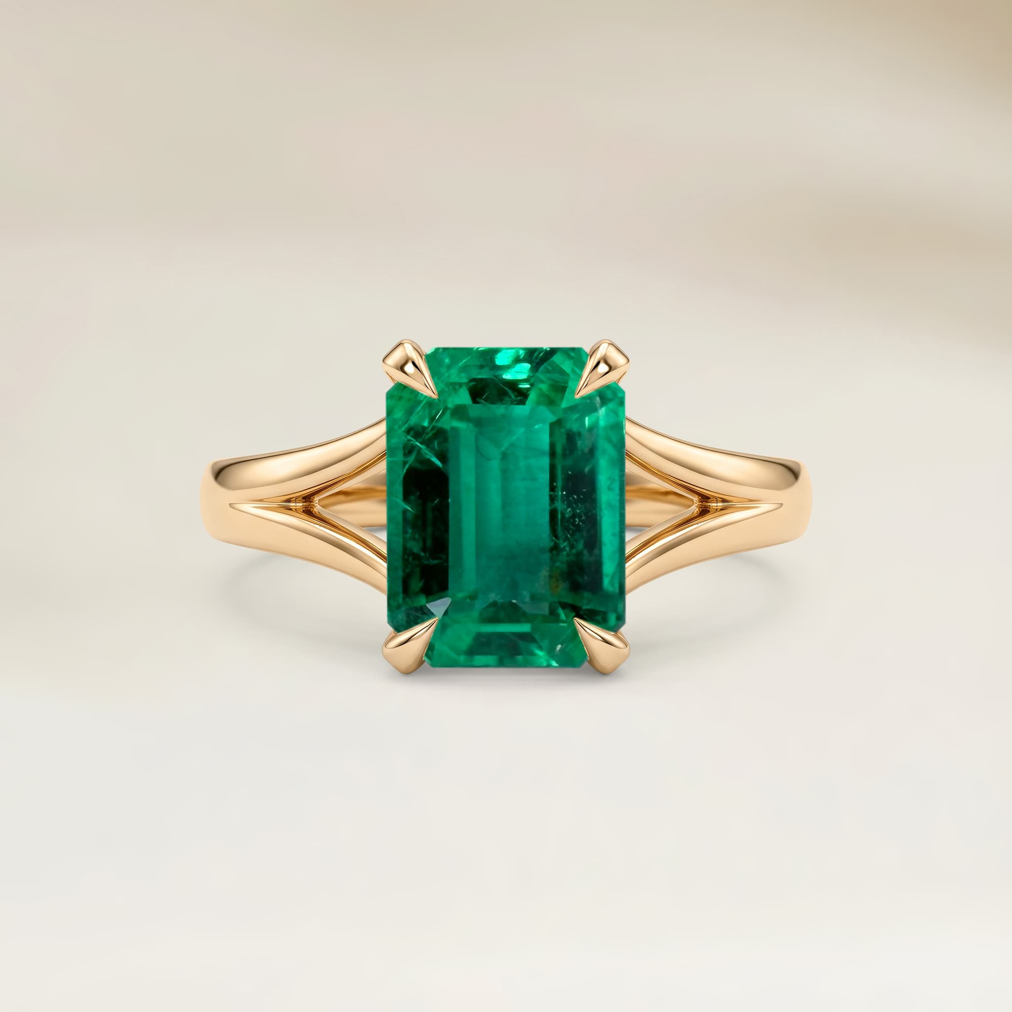 Bague Solitaire Emeraude de Zambie Rectangle de 1,32ct
