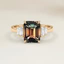 Bague Art Deco Saphir Bicolore Rectangle de 3,05ct