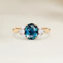 Bague Floral Saphir Teal Ovale de 1,53ct