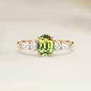 Bague Epaulé Saphir Vert Ovale de 1,28ct