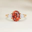 Bague Epaulée Saphir Orange Ovale de 1,60ct