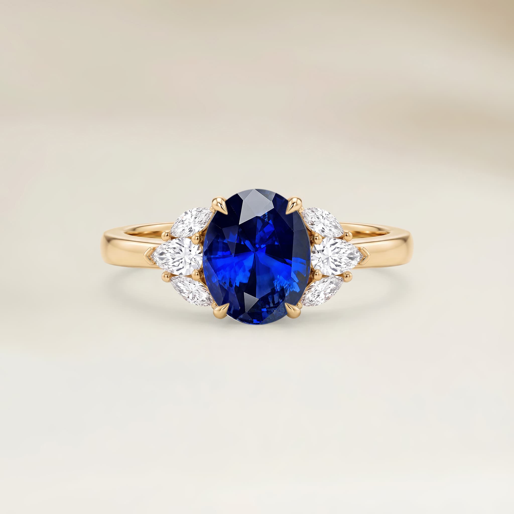 Bague Floral Saphir Bleu Ovale de 1,01ct