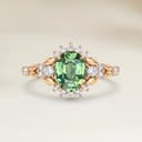 Bague Floral Saphir Vert Ovale de 1,14ct