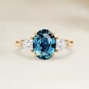 Bague Epaulé Saphir Teal Ovale de 1,53ct