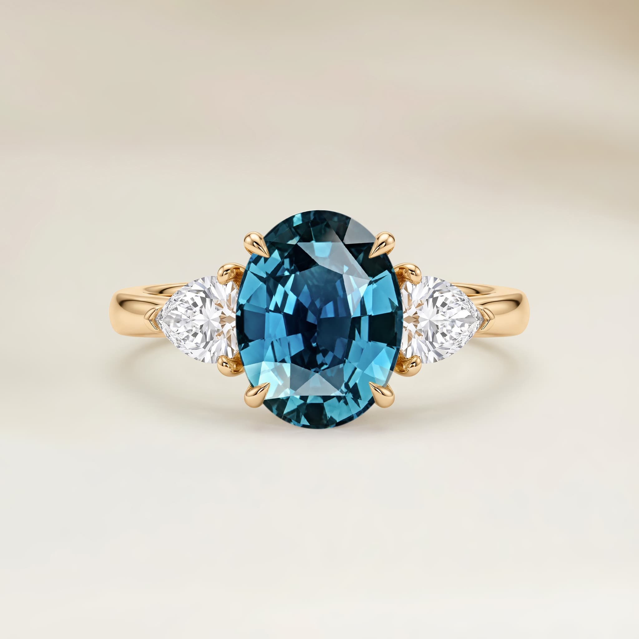 Bague Epaulé Saphir Teal Ovale de 1,53ct