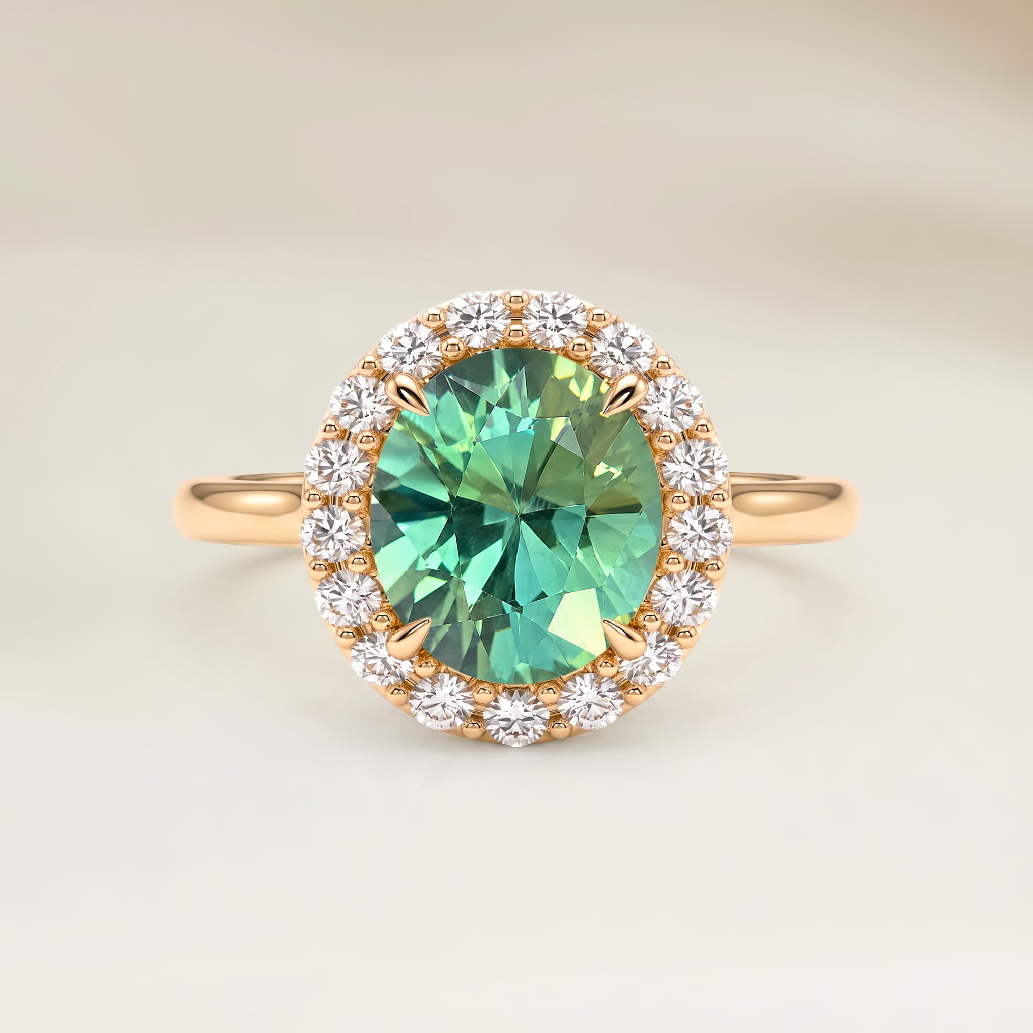 Bague Vintage Saphir Vert Ovale de 1,11ct