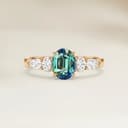 Bague Epaulé Saphir Teal Ovale de 1,02ct