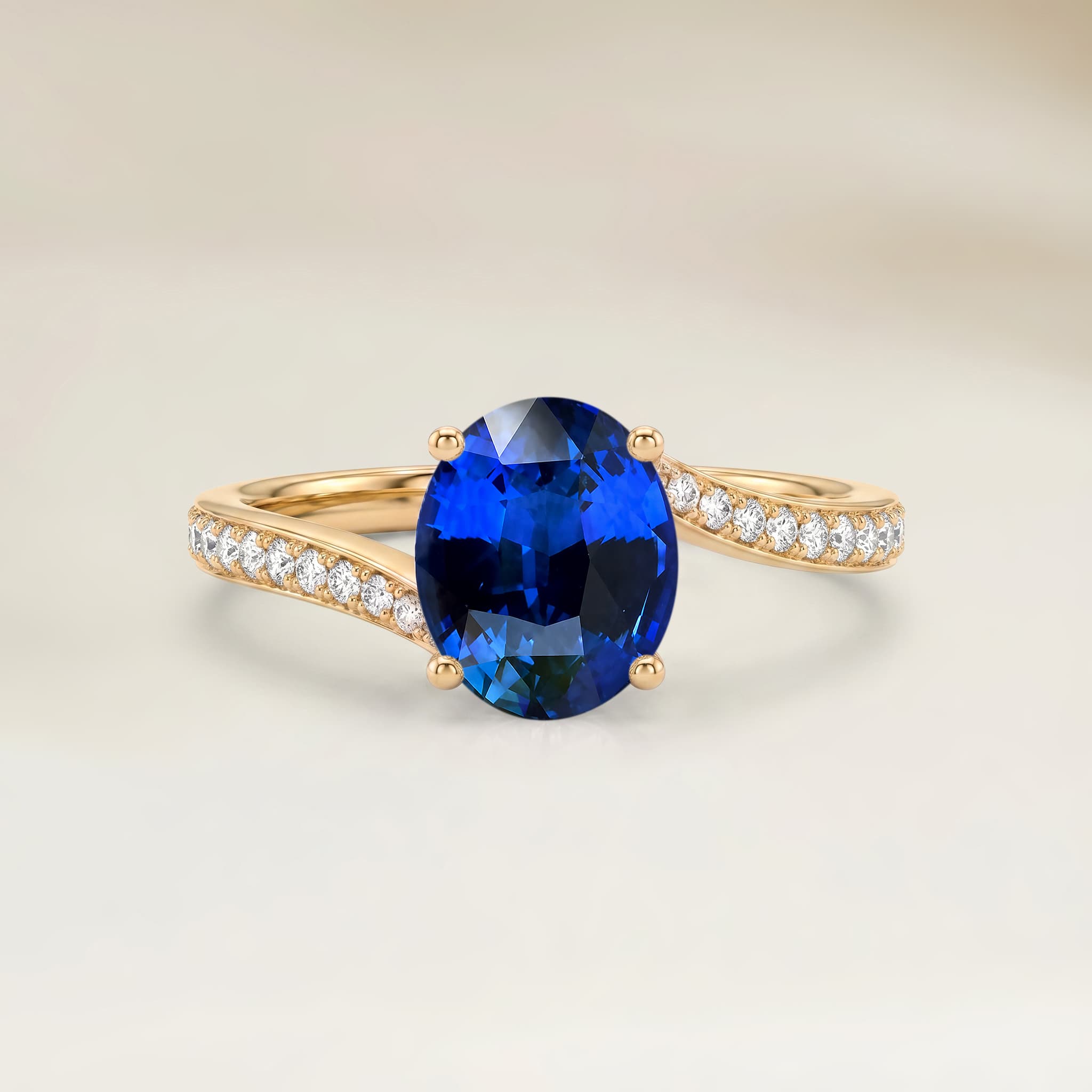 Bague Solitaire Saphir Bleu Ovale de 1,62ct