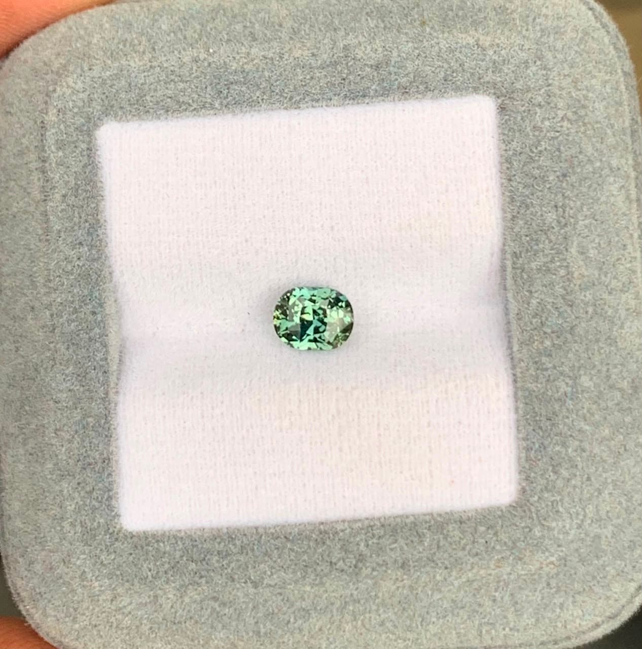 1.14ct Green Cushion Sapphire