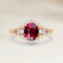 Bague Florale Rubis du Mozambique Ovale de 1,50ct et diamants